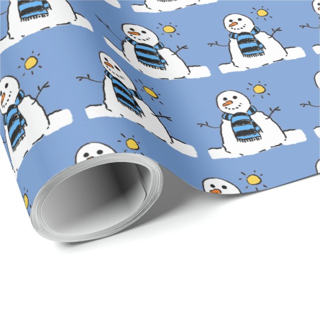 Snowman Pattern Design Wrapping Paper (Roll Corner)