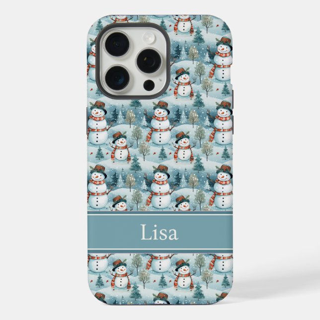 Snowman Pattern Phone Case with Custom Name (Back)