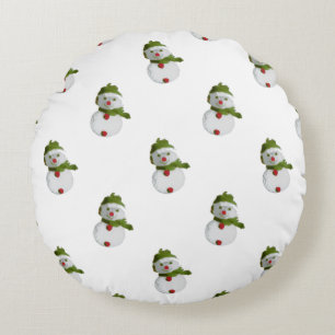 Snowman Pattern Round Pillow