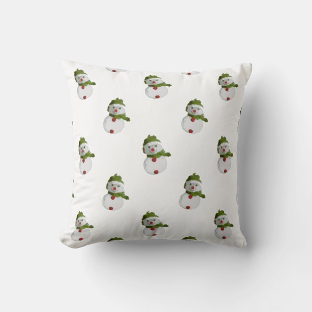 Snowman Pattern Throw Pillow (Front)