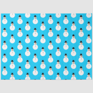 Snowman Pattern Winter Christmas Holiday Sky Blue Tissue Paper