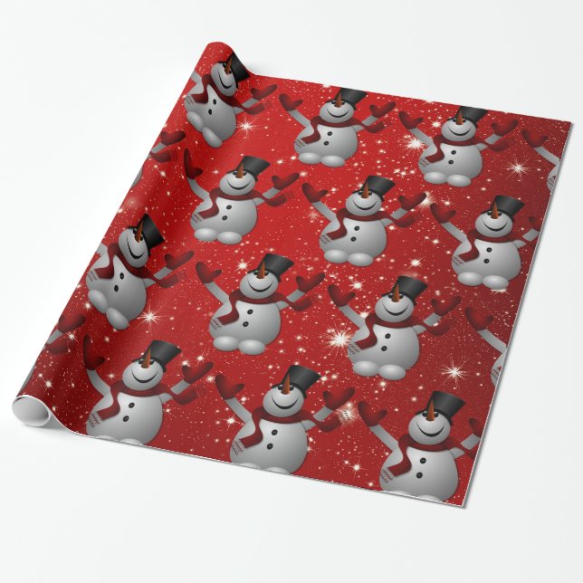 Snowman Pattern Wrapping Paper (Unrolled)