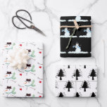 Snowman Patterns Curly Trees Neutral Christmas Wrapping Paper Sheet<br><div class="desc">Neutral black and white Christmas wrapping paper. Each sheet in this set contains a different design. Background colours are white or black. The invisible snowman design has red and green colours and the other snowman has a blue scarf. The tree pattern is black and white only. The designs work for...</div>