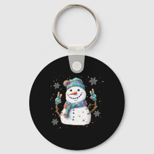 Snowman Peace Sign Christmas Snow Frosty Winter Xm Keychain