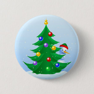 Snowman Peeking 2 Inch Round Button