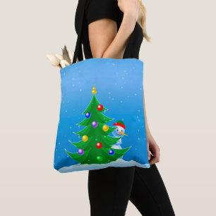 Snowman Peeking Tote Bag