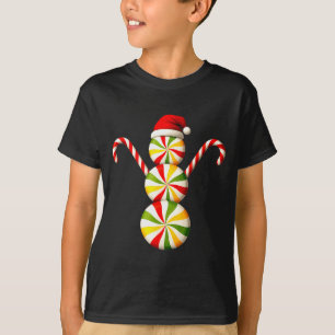 Snowman Peppermint Candies Merry Christmas Pajamas T-Shirt