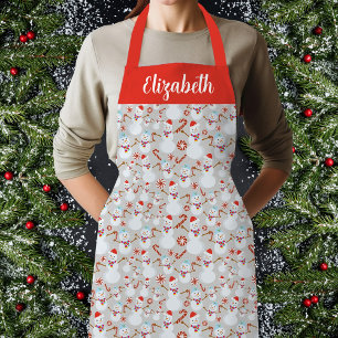 Snowman Peppermint Candy Cane Christmas Design Apron