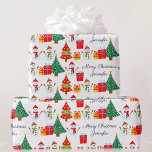 Snowman Personalize Name Classic Christmas Wrapping Paper<br><div class="desc">Snowman Personalize Name Classic Christmas Wrapping Paper</div>