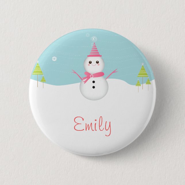 Snowman Personalized Button (Front)