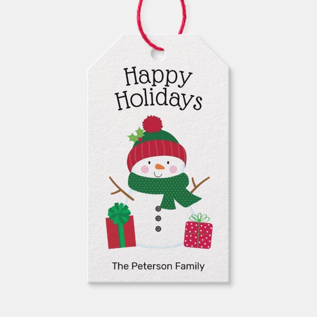 Snowman Personalized Gift Tags (Front)