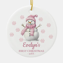Snowman Personalized Girl's First Christmas
