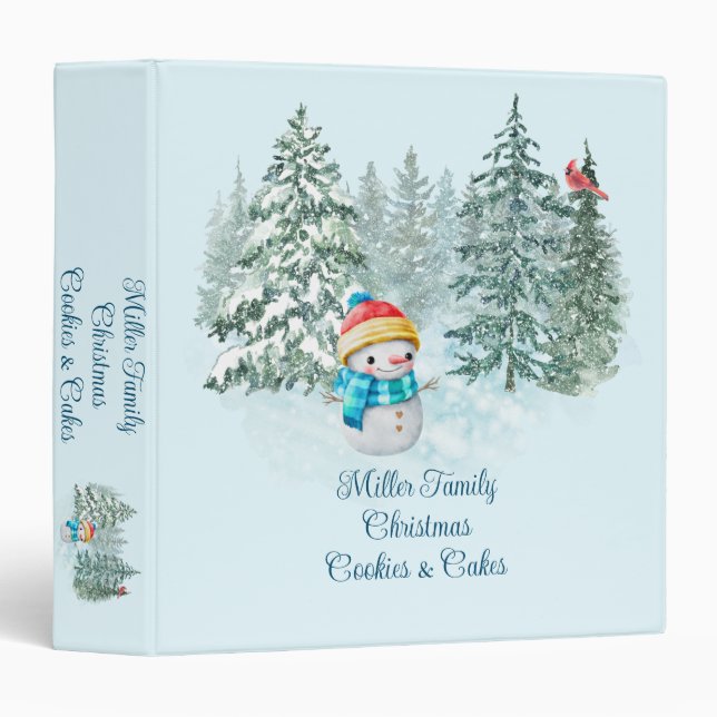 Snowman Personalized Recipe Binder (Front/Spine)