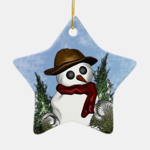 Snowman Personalized Star Ornament