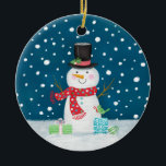 Snowman Photo Christmas Ceramic Ornament<br><div class="desc">Cute snowman Christmas ornament. A fun holiday ornament for Christmas. Personalize it for your Christmas tree! Designed for you by Blackberry Boulevard.</div>