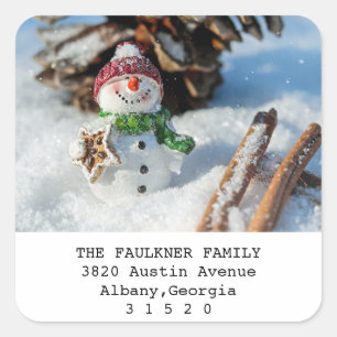 Snowman Photo Christmas Return Adresse Sticker