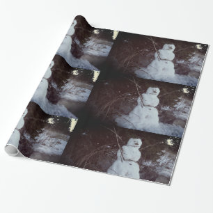 Snowman Photo Glossy Wrapping Paper