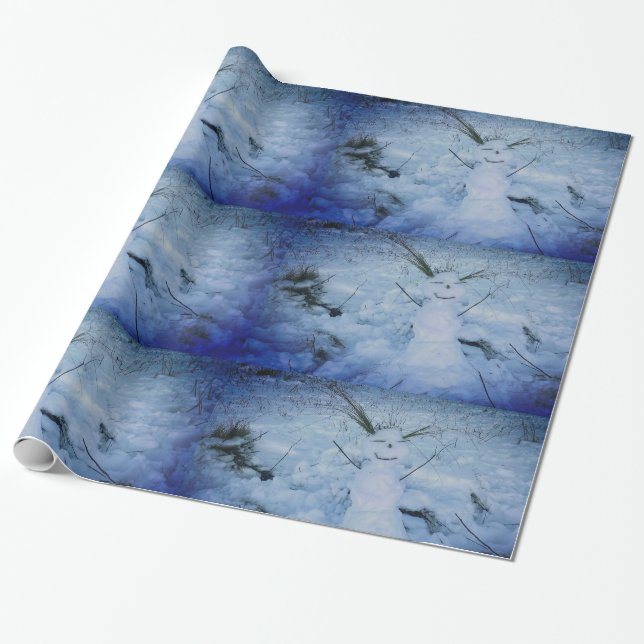 Snowman Photo  Glossy Wrapping Paper (Unrolled)