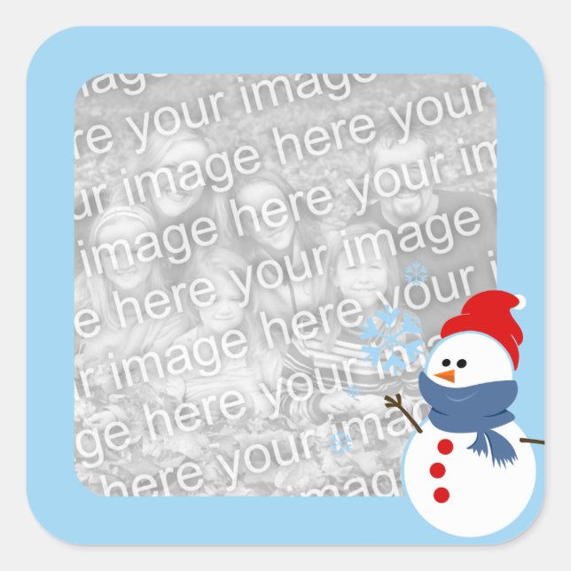 Snowman Photo Square Sticker (Front)