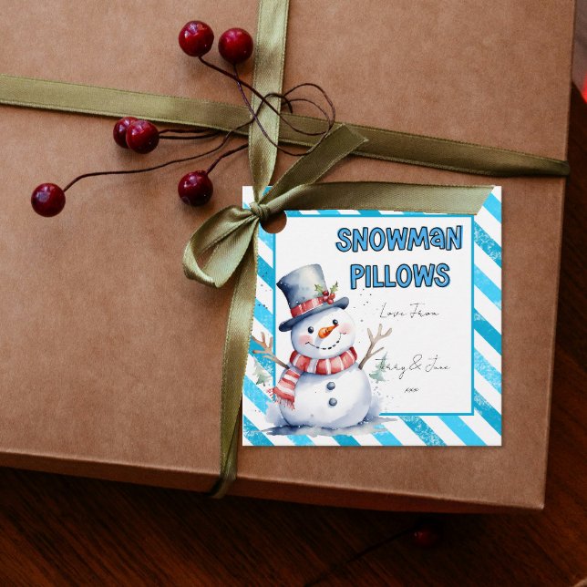 Snowman Pillows Christmas Gift Tag naughty elf (Creator Uploaded)
