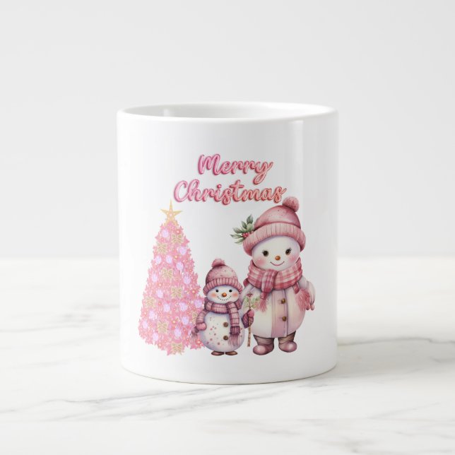 Snowman Pink Christmas Specialty Mug (Front)