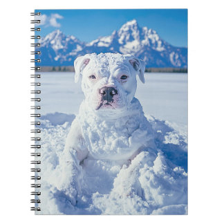 Snowman Pitbull Puppy Dog Grand Tetons Gift Tag Notebook