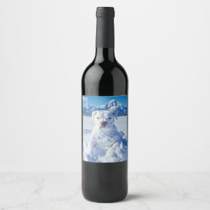 Snowman Pitbull Puppy Dog Grand Tetons Gift Tag Wine Label