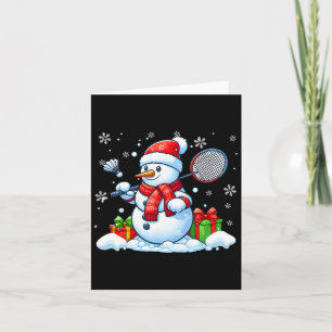 Snowman Playing Badminton Christmas Sport Player L Card