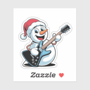 Snowman Playing Electric Guitar Santa Christmas
