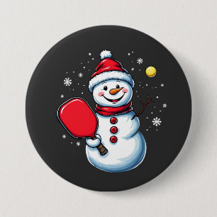 Snowman Playing Pickleball Sport Christmas Lover 3 Inch Round Button