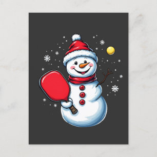 Snowman Playing Pickleball Sport Christmas Lover  Postcard