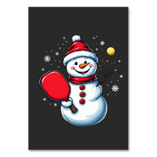 Snowman Playing Pickleball Sport Christmas Lover  Table Number
