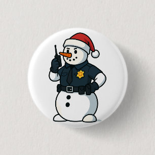 Snowman Police Officer Christmas 2026 Holiday Law 1 Inch Round Button