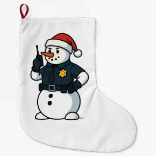 Snowman Police Officer Christmas 2026 Holiday Law  Large Christmas Stocking