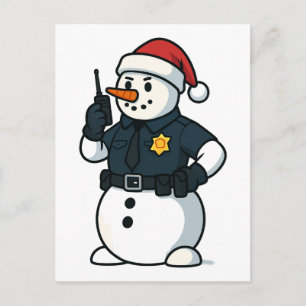 Snowman Police Officer Christmas 2026 Holiday Law  Postcard