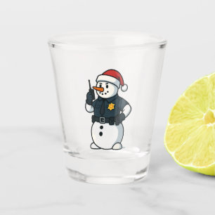 Snowman Police Officer Christmas 2026 Holiday Law Shot Glass