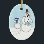 Snowman Poop Ceramic Ornament<br><div class="desc">A cute Pooping Snowman and witnessing snow woman ornament for the holidays. Looks great on your Christmas tree or hanging from your rear view mirror. A great laugh for the holidays.</div>