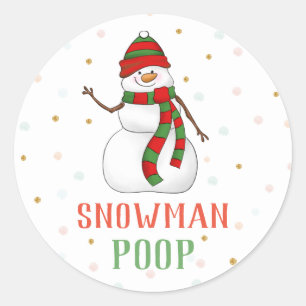 Snowman Poop Sticker Christmas Party Favour Labels