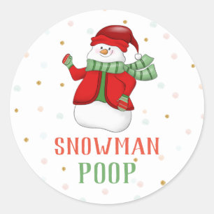 Snowman Poop Sticker Christmas Party Favour Labels