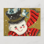 Snowman | Postcards<br><div class="desc">Retro style holiday postcard featuring a vintage Snowman design. Click Customize It to add your own custom text and photos on the back of the card or leave blank to add a handwritten message for family and friends.</div>