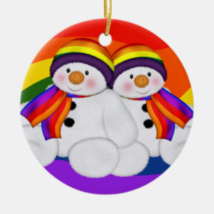 Snowman Pride (2 sided, add own text) Ceramic Ornament