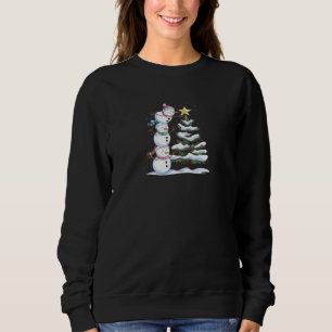 "Snowman Pyramid Decorating the Christmas Tree" Sweatshirt