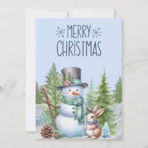 Snowman Rabbit Joyeuse carte de Noël