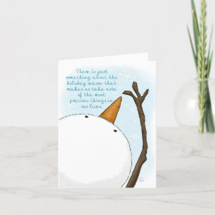 Snowman Reaches for Snowflake Precious Things Holiday Card