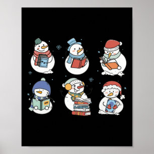 Snowman Reading Book Santa Christmas Bookish Teach Poster