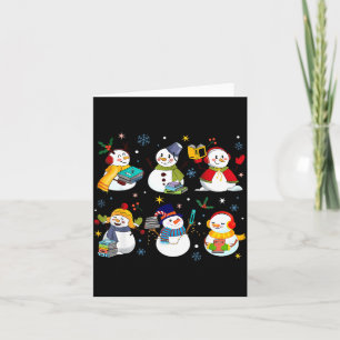 Snowman Reading Books Teacher Christmas Librarian  Card