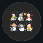 Snowman Reading Books Teacher Christmas Librarian  Classic Round Sticker<br><div class="desc">Snowman Reading Books Teacher Christmas Librarian Bookworm</div>