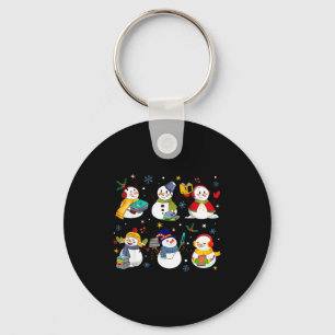 Snowman Reading Books Teacher Christmas Librarian Keychain