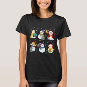 Snowman Reading Books Teacher Christmas Librarian  T-Shirt