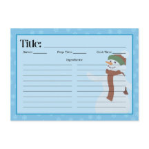 Snowman Recipe Card